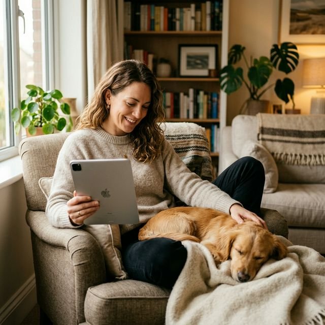 Leyendo ebook con mascota